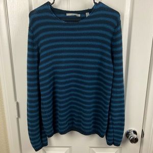 Pre-Owned Vince Men’s Blue and Black Striped, 100% Cotton, Sweater, Size M